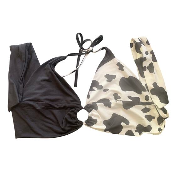 SHEIN Black and White Pattern Halter Top Size Medium - Picture 1 of 3